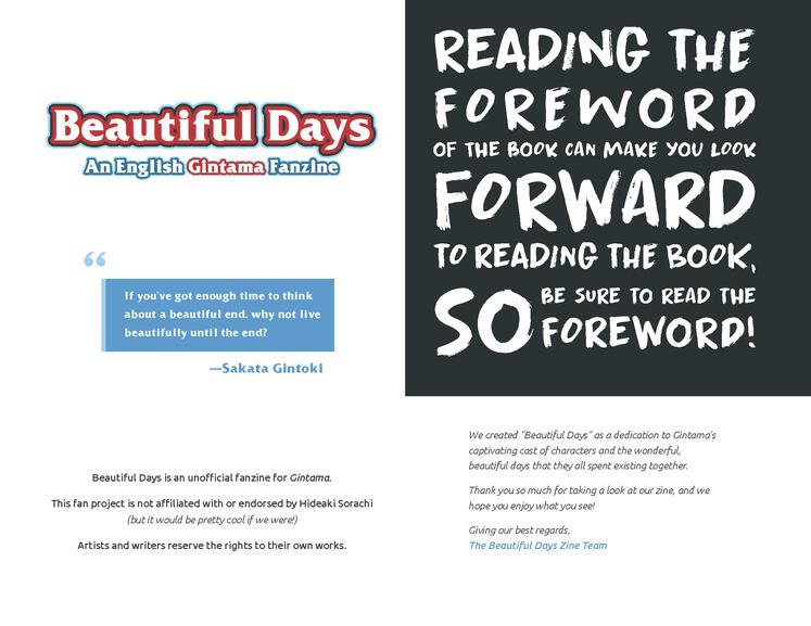 Beautiful Days | Formatting Sample Beautiful Days | Formatting Sample